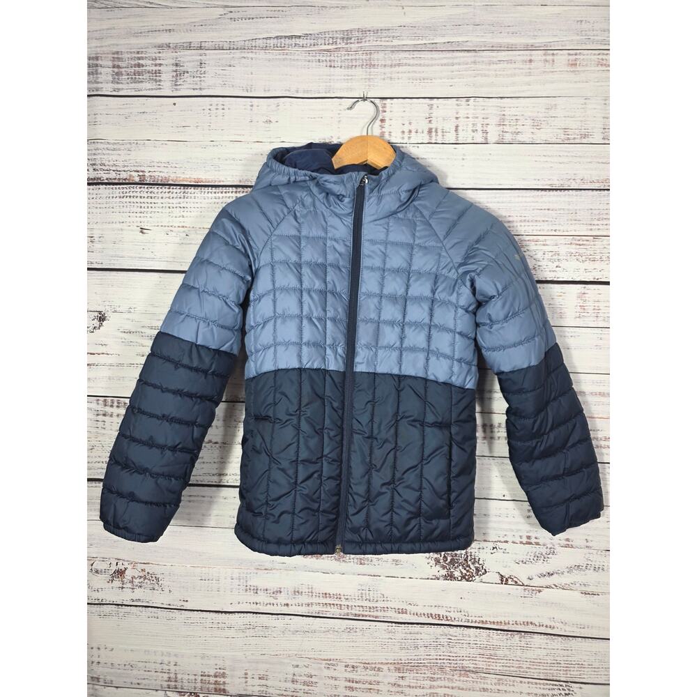 Columbia Puffer Jacket Kids Medium (10-12) Blue Hooded Lightweight Winter Coat